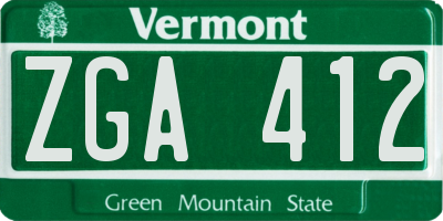 VT license plate ZGA412