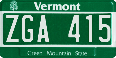VT license plate ZGA415