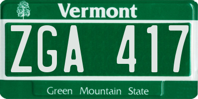 VT license plate ZGA417