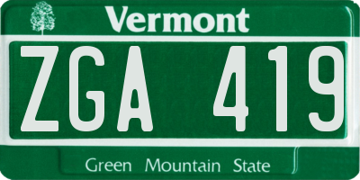 VT license plate ZGA419