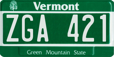 VT license plate ZGA421