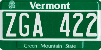 VT license plate ZGA422