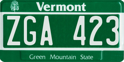 VT license plate ZGA423