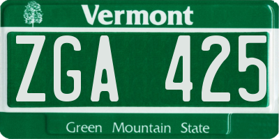 VT license plate ZGA425