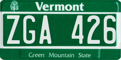 VT license plate ZGA426
