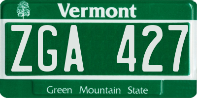 VT license plate ZGA427