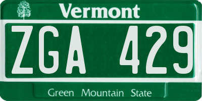 VT license plate ZGA429