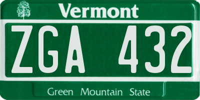 VT license plate ZGA432