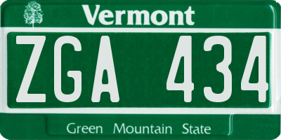 VT license plate ZGA434