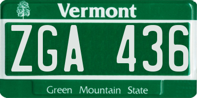 VT license plate ZGA436