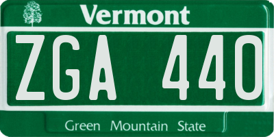 VT license plate ZGA440