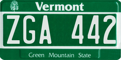 VT license plate ZGA442