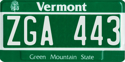 VT license plate ZGA443
