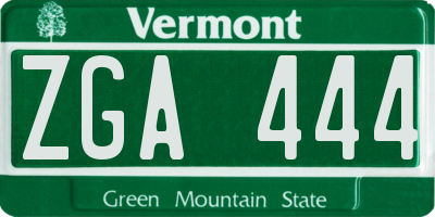 VT license plate ZGA444