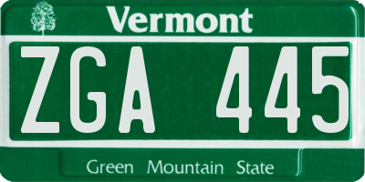 VT license plate ZGA445