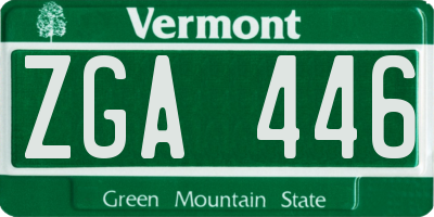 VT license plate ZGA446