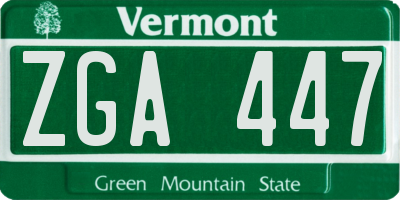 VT license plate ZGA447