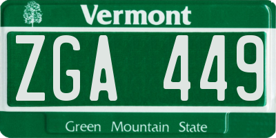 VT license plate ZGA449