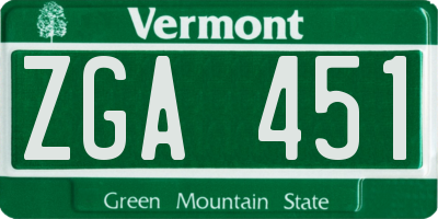 VT license plate ZGA451