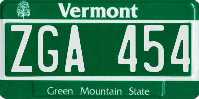 VT license plate ZGA454