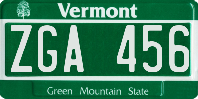 VT license plate ZGA456