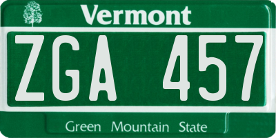 VT license plate ZGA457