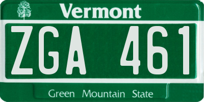 VT license plate ZGA461