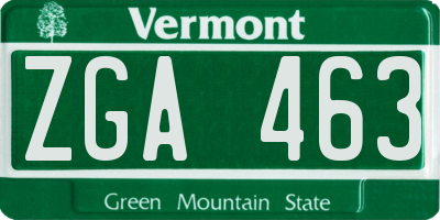 VT license plate ZGA463