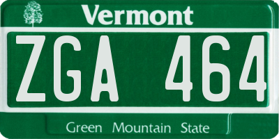 VT license plate ZGA464