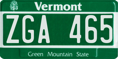VT license plate ZGA465
