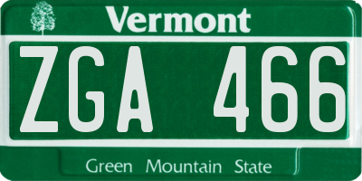 VT license plate ZGA466