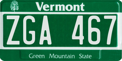 VT license plate ZGA467