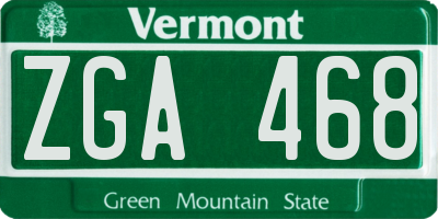 VT license plate ZGA468