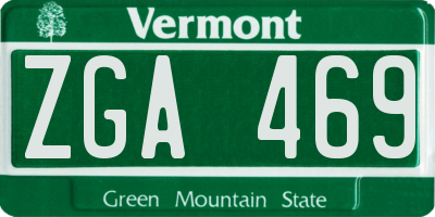 VT license plate ZGA469