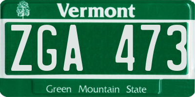 VT license plate ZGA473