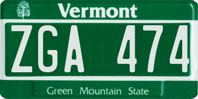 VT license plate ZGA474