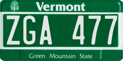 VT license plate ZGA477