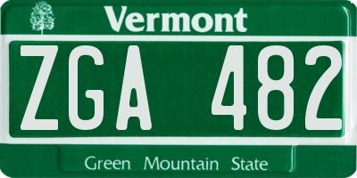 VT license plate ZGA482