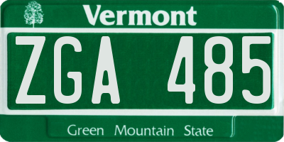 VT license plate ZGA485