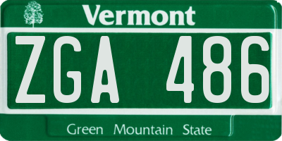 VT license plate ZGA486