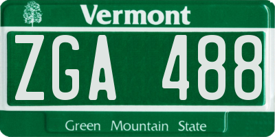 VT license plate ZGA488