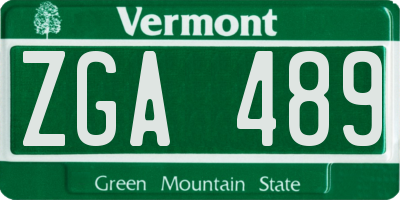 VT license plate ZGA489