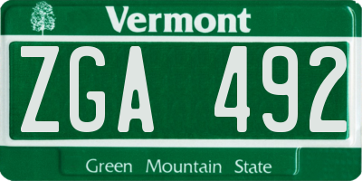 VT license plate ZGA492