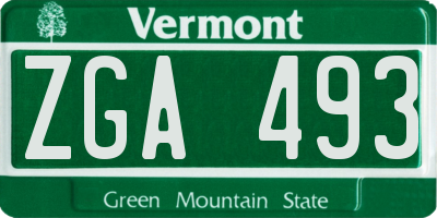 VT license plate ZGA493