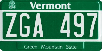VT license plate ZGA497