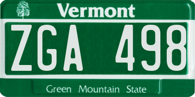 VT license plate ZGA498