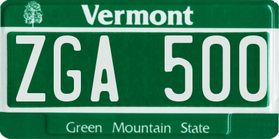 VT license plate ZGA500