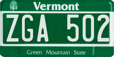 VT license plate ZGA502