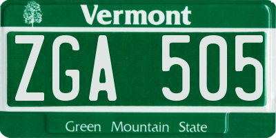 VT license plate ZGA505
