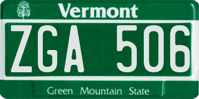 VT license plate ZGA506